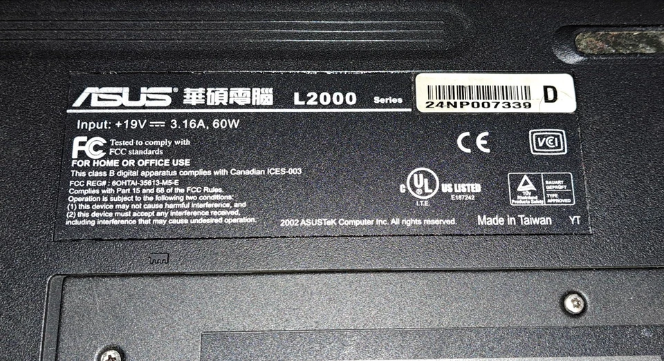 ASUS L2000 Notebook 2002 non funzionante - Immagine 4 di 4