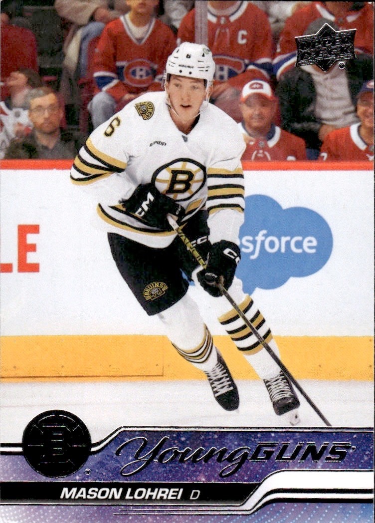 2023-24 Upper Deck #497 Mason Lohrei Young Guns RC Rookie Boston Bruins