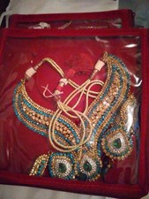 Silver Torquis Stones Crystals Imitation Tikka Earings  Chokar Set New In Box