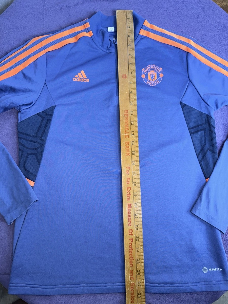 Manchester United Blue 1/4 Zip Top Training Sweatshirt Adidas