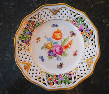 Schumann Bavaria Pierced/Reticulated 6" Dresden Flowers Bread Plate