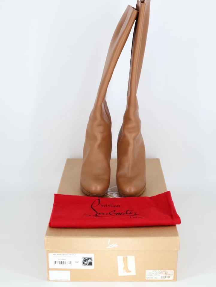 Christian Louboutin Nuevo Simple Botta 120 Botas Hasta la Rodilla Cuero de Becerro Camel Foto 4 de 4