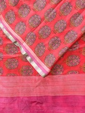 Women Silk Chiffon Red Sari Floral Print Indian Wear Lightweight Sari PGS1858