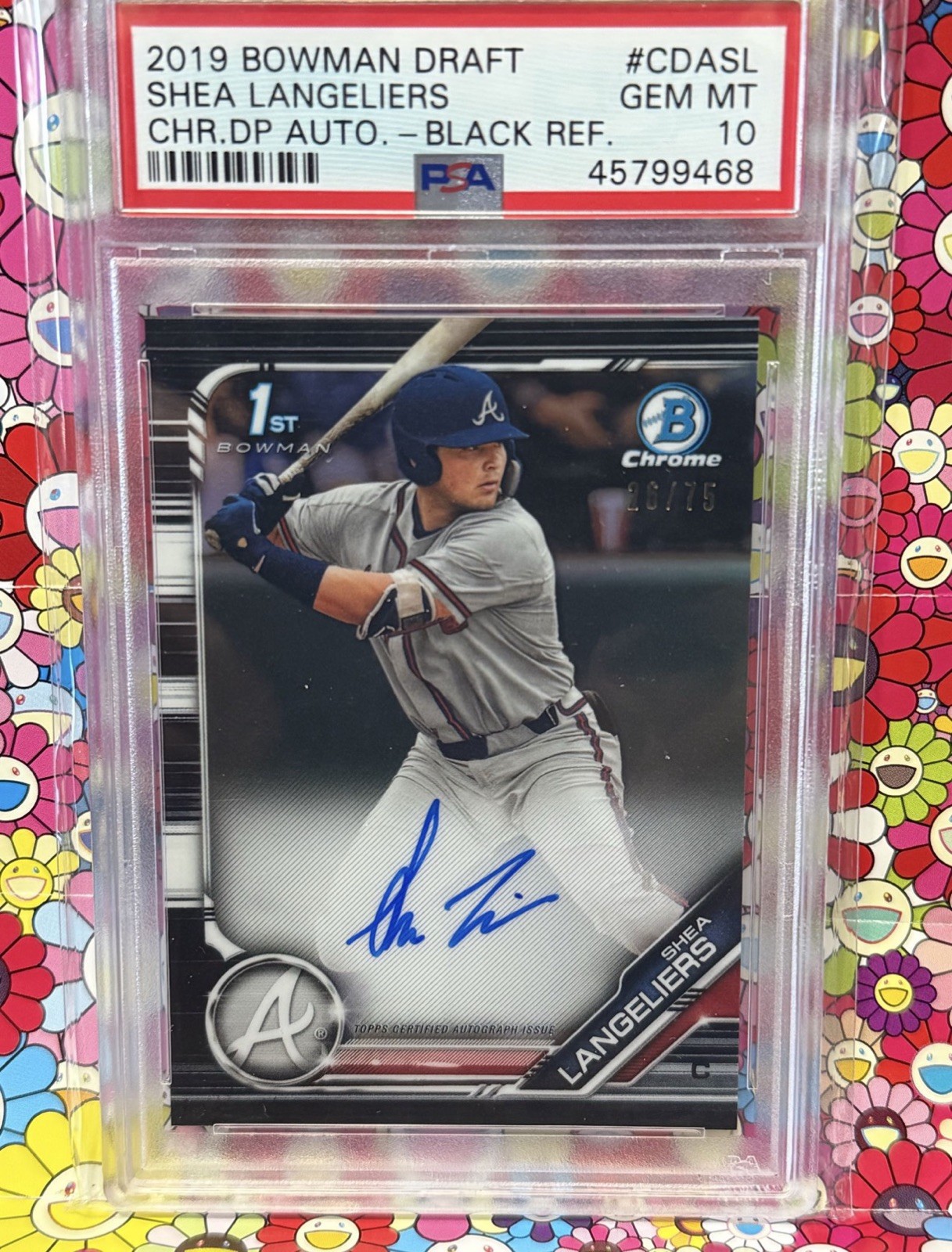 2019 Bowman Draft Chrome SHEA LANGELIERS Auto Black Ref.  26/75 PSA 10