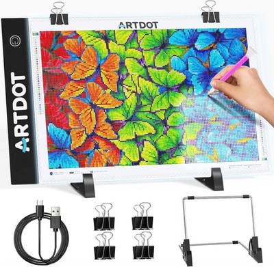 LED Light Pad for Diamond Painting Kits Art Light Board with Adjustable Brigh...