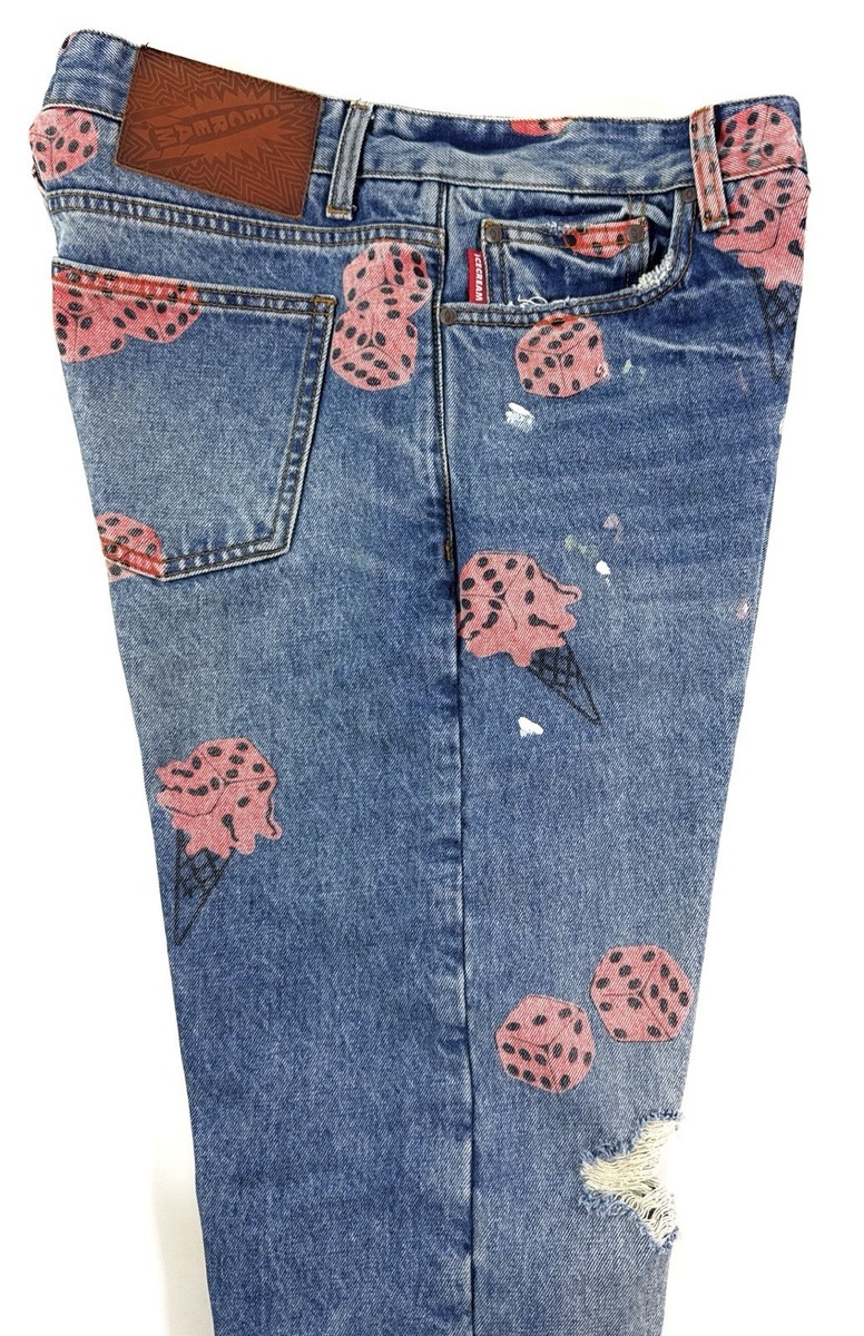 BBC Icecream Luck Jeans Size 34x31 Distressed Dice Print