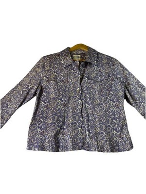 CHRISTOPHER & BANKS Purple Geometric Jacket Button Down Size M Cotton