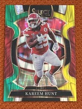 2025 Panini Select - Concourse Kareem Hunt #7 Green & Yellow Shock Prizm