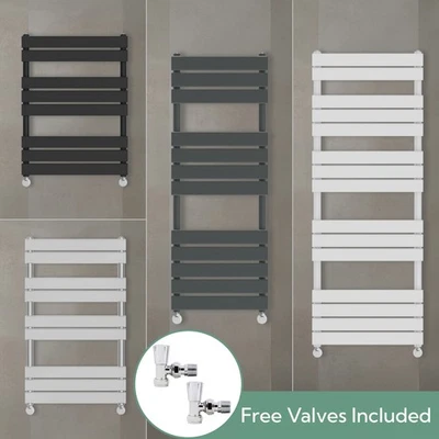KBSTAR Designer Flat Panel Heated Towel Rail Radiator with Angled Lockshield Valves