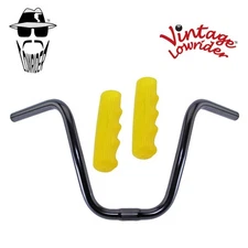 Original Lowrider 9" 25.4 D Handlebar Black 212 120mm Grips Sparkle/Yellow