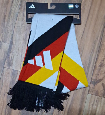 adidas Knit Scarf Germany Colors Geometric Pattern Fringe Logo White/Black