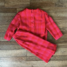 VTG Best & Co Cosmopolitans Red Pink Plaid Wool Suit Jacket Skirt Size 11 #11D7