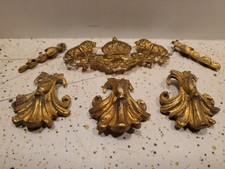 6 Antique Brass Stampings for Decorating Furniture etc