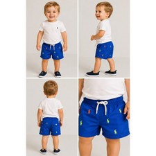 Polo Ralph Lauren Kids Royal Blue All Over Pony Swim Trunks 18-24M Mesh Lined