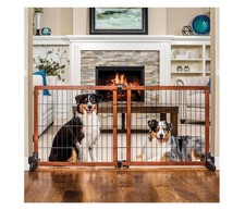 Extra Tall Freestanding Dog Gate 41"-70" Wide Adjustable Wooden Pet Gate for