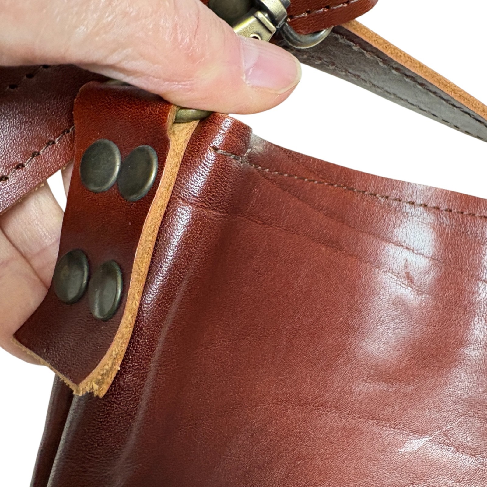 bag handmade leather large rectangle crossbody un… - image 7