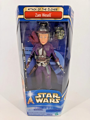 2002 Hasbro Star Wars Attack Of the Clones Zam Wesell NIB  Action Figure 12''