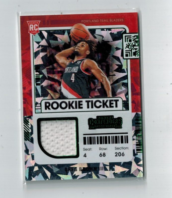 2021-22 Panini Contenders  Rookie Ticket Swatches Greg Brown III Green Ice
