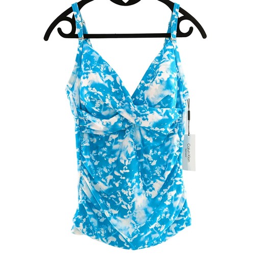 Calvin Klein Blue Tankini Swim Top Twist-Front Tummy Control