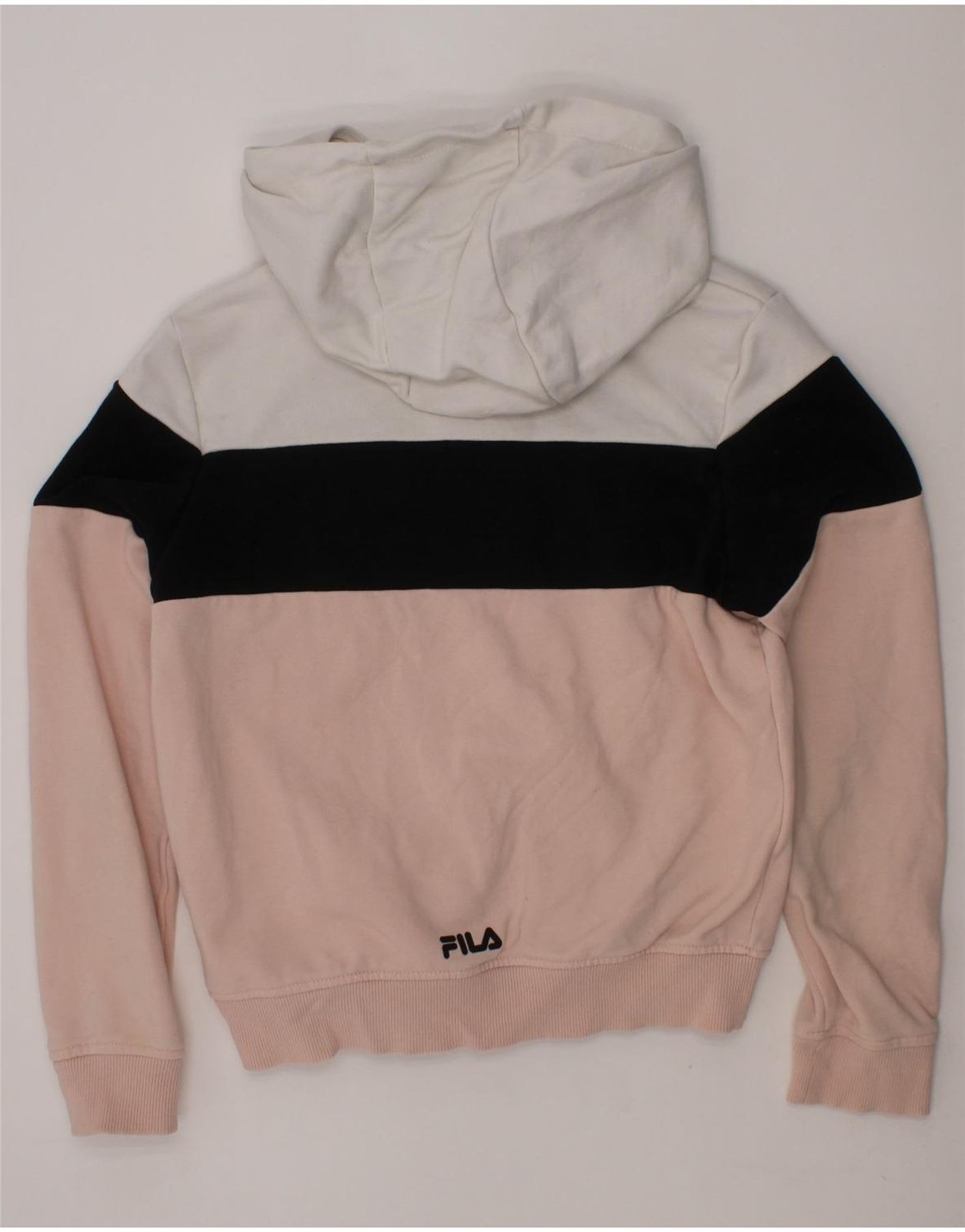 Felpa con cappuccio FILA bambina grafica zip 9 10 anni rosa colorblock cotone DQ43