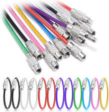 12 Pack 4" Key Ring Wire Keychain Cable Keyring Keychain Holder Clips Small Loop