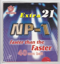Alter Tischtennisbelag WINNING NP-1 Extra 21  in 2,0 mm rot (kurze Noppe außen)