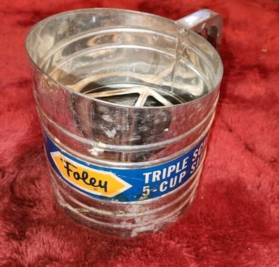 VTG Foley Flour Sifter Baking USA Made Metal Cooking Tool 5 Cup No 138 Label
