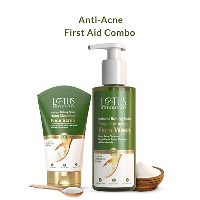 Lotus Botanical Anti-Acne First Aid Combo/Deep Cleansing Face Scrub/Face Wash