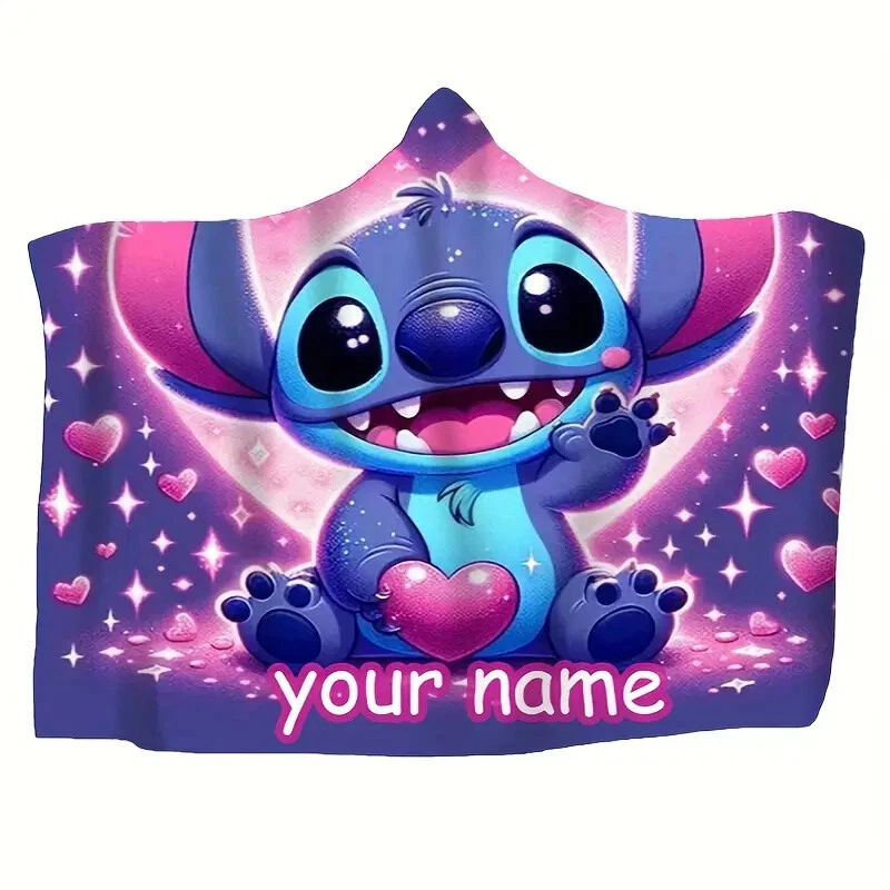Personalized Lilo & Stitch Hooded Blanket