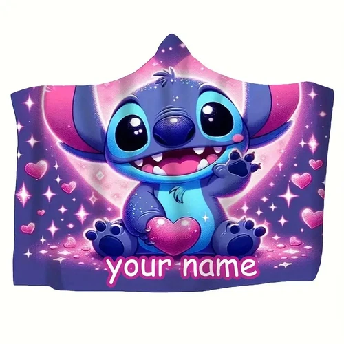 Personalized Lilo & Stitch Hooded Blanket