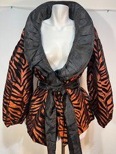 Jerry T Women 1X Orange Black Zebra Ruffled B...