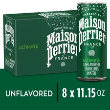 Maison Perrier Unflavored Ultimate Sparkling Water, 11.15 fl oz, 8 Pack Cans