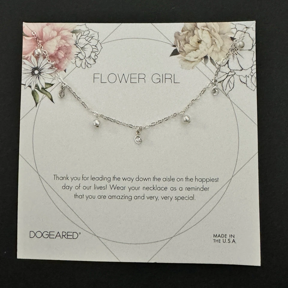 "Collar Dogeared Cristal Tono Plata 16"" Flor Niña Boda Regalo Delicado" Foto 3 de 4