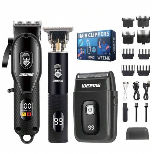 WEEME Men's Electric Hairdresser, USB Rechargeable Cordless Haircutting Set