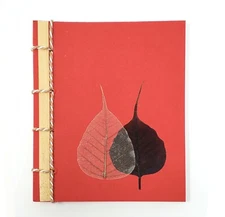 Handmade Notebook - Official Manfarita Notebook 4.3" x 5.5" 100 pages - Red Leaf