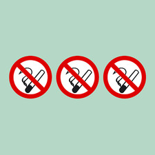 3x No Smoking Stickers - 75mm Diameter - Car, Window, Van, Shop, Taxi, Cafe