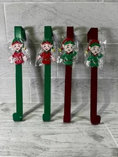 Gisafai 4pc Christmas WreathHangOvertheDoorMetalWreathHooks w/ Magnetic Elves