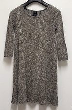 Derek Heart Sweater Dress Womens Medium Rib Knit Soft 3/4 Sleeve Heathered Gray