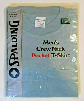 NEW - Vintage Spalding Men's Crew Neck Pocket T-Shirt (Size Small) 100% Cotton