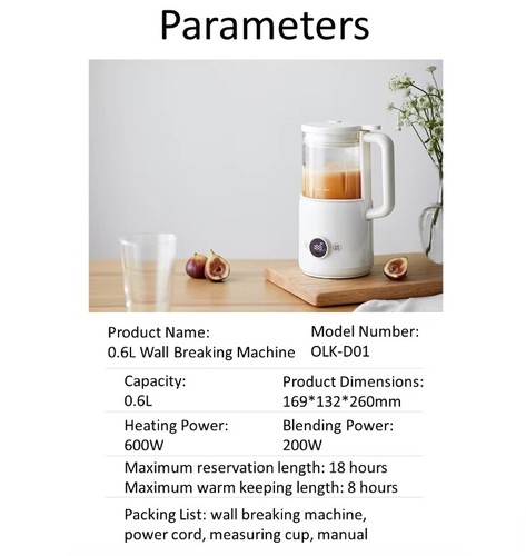 Olayks Soy Milk Machine Electric Blender Juicer Auto Heating Grain Soybean Maker - Picture 12 of 15