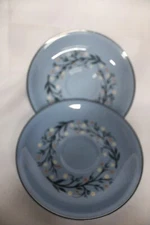 Pair of Homer Laughlin "Skytone" blue saucers (67)