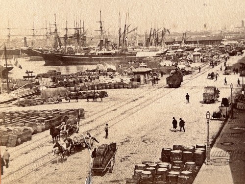 Tirage Albuminé Original - Marseille, Quai De La Joliette Circa 1880 - Format 20,5x27 Cm