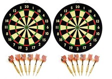 2 Dartboard Sets - Double Sided 2 Game 16.5" DART BOARDS  6 Brass Tipped Darts