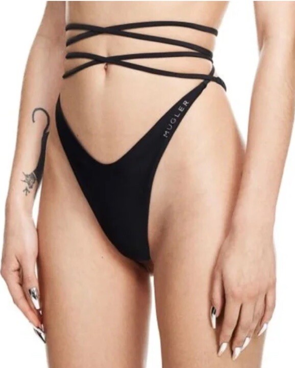 NWT MUGLER X H&M BIKINI Bottoms Black US6 EUR 38 UK