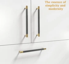 Githtra Cabinet Hardware Handle Pull Gold Grey Knurled 9.7” (8.8” Hole Center)