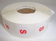 1000 " S " Size Self-Adhesive Labels 3/4" Stickers / Tags Retail Store Supplies