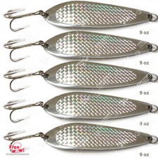 Fish WOW!® 5pcs 9oz Fishing Casting Spoon Jigs trolling crocodiles spoons Silver