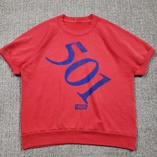 Vintage 1970s Levis Sweatshirt M Red 501 Crewneck Short Sleeve Raglan 21x23.5