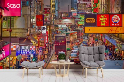 3D Hong Kong Street Wallpaper Wall Mural Self-adhesive Removeable 215