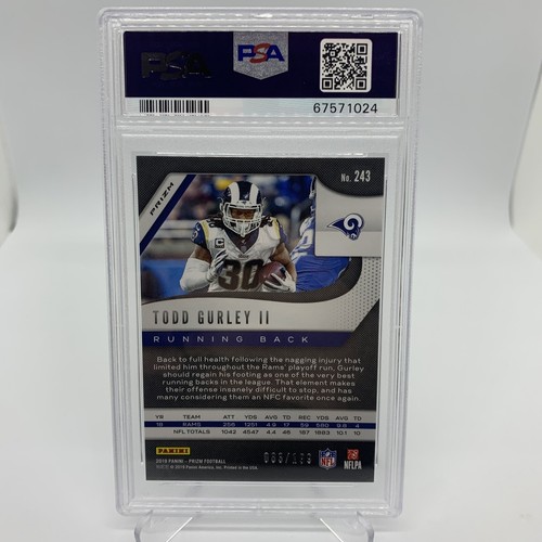 2019 Panini Prizm Todd Gurley II Blue Wave /199 PSA 9 - Picture 3 of 3